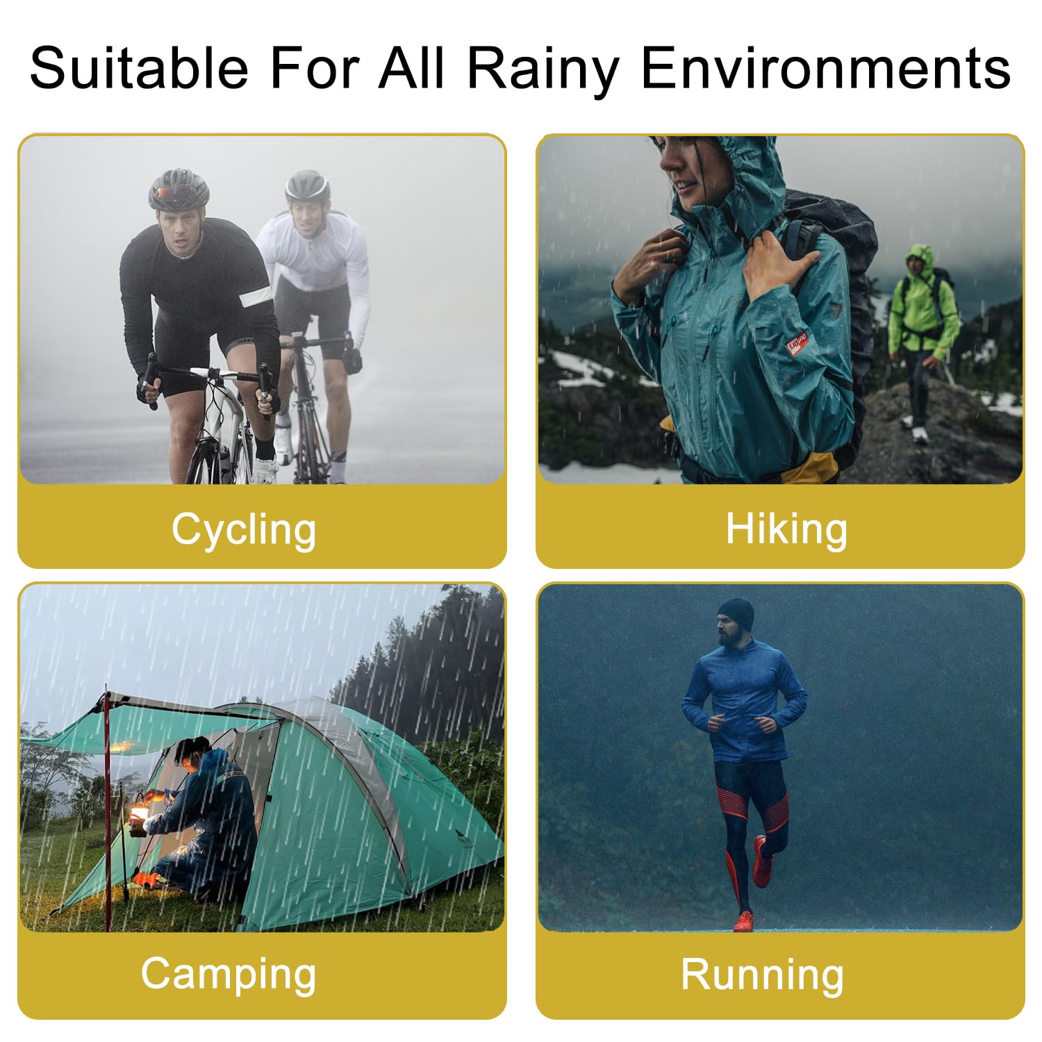 Regenponcho mit Kapuze Transparent Gelb Wiederverwendbar Einheitsgröße Damen Herren
