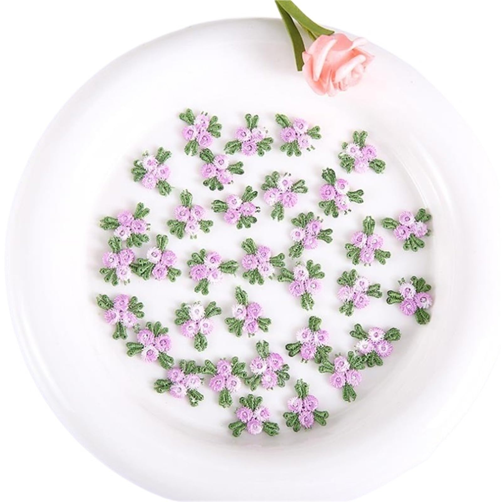 Wtaxbh Purple Iron On Patches 300 Pieces Of Multi-Color Embroidery Flower Patches Sewing Supplies Diy Clothing Accessories Repair 2Cm Wide(Purple)