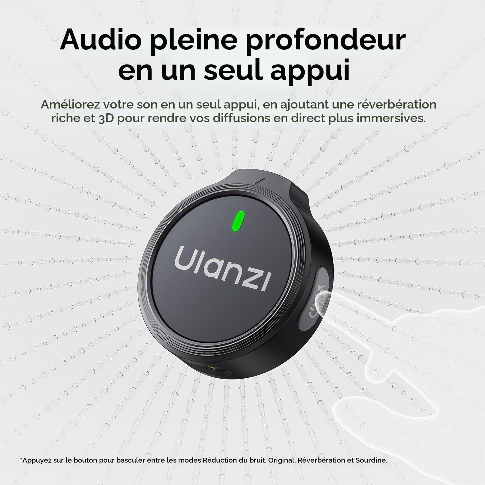ULANZI A21 Microphone Cravate Magnétique sans Fil pour iPhone 17-15 Android, 100m Portée et 360° Capture, Réduction du Bruit AI, USB-C/Audio Hi-FI/Autonomie 30h, Micro Lavalier pour Vlogging/Youtuber