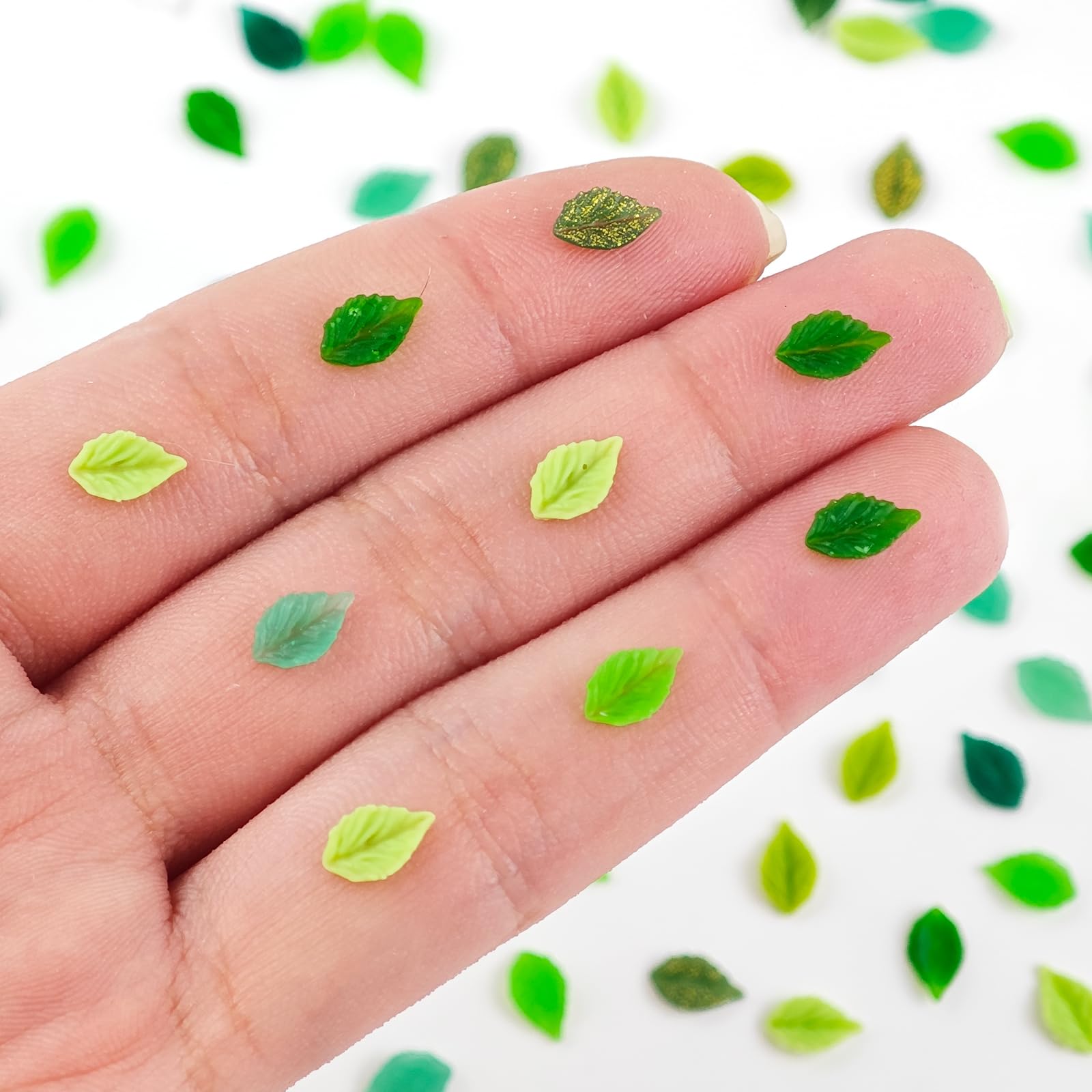 200 Pieces Tiny Leaves Decor for Dollhouse Mini Resin Decor for Crafts Tiny Things for Fairy Garden Micro Landscaping Decoration — image 1