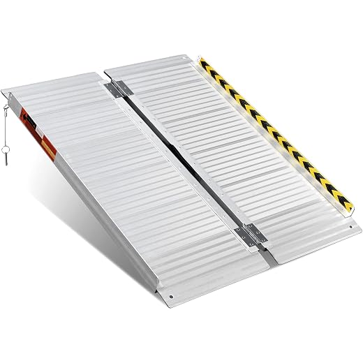 Non Skid Folding Wheelchair Ramp 3ft, 800 lbs Weight Capacity, Utility Mobility Access Threshold Ramp, Portable Aluminum Foldable Wheelchair Ramp, for Home Steps Stairs Doorways Scooter
