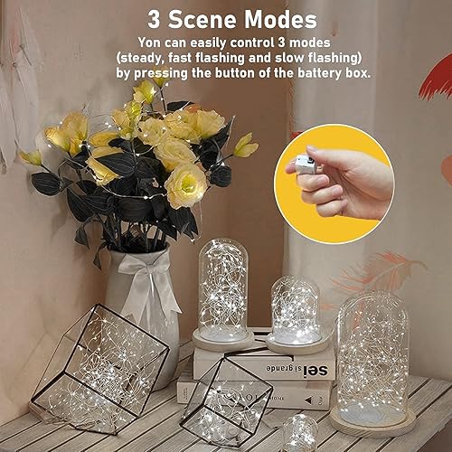 Miniatura 3 de Paquete de 12 guirnaldas de luces blancas que funcionan con pilas, 3 modos de velocidad, 12 baterías adicionales para reemplazo, 20 luces LED de 7