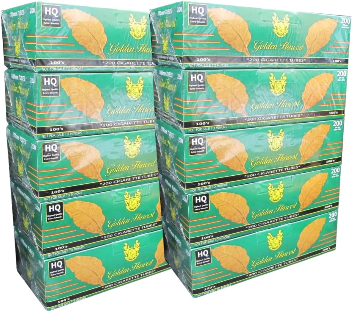 Golden Harvest Regular Red King Size Cigarette Tubes 200 Count Per Box RYO 2000 Tubes (Pack of 10) (Regular, King Size)