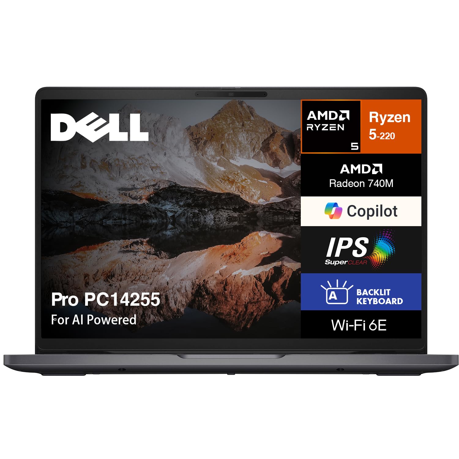 Dell Pro 14 AI Business Laptop (Replace Latitude 3450) 14.0" IPS WUXGA (AMD Ryzen 5 220(>i5-1335U), 16GB DDR5, 256GB SSD, Radeon 740M, Backlit, 2X
