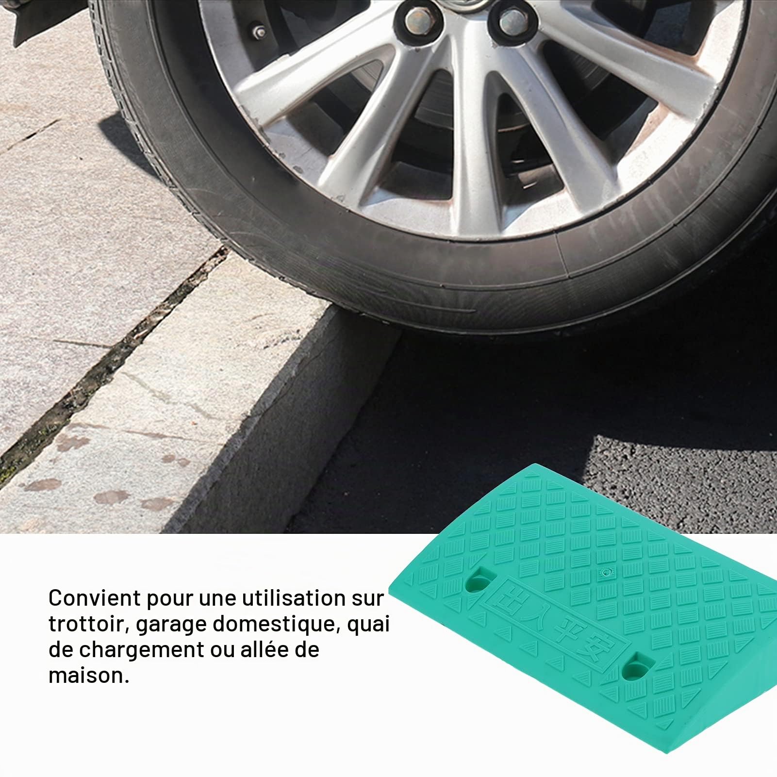 Rampe de trottoir de 9 cm, rampe de Chargement de seuil de rampe Portable pour Les Fournitures de Voiture d'allée Verte