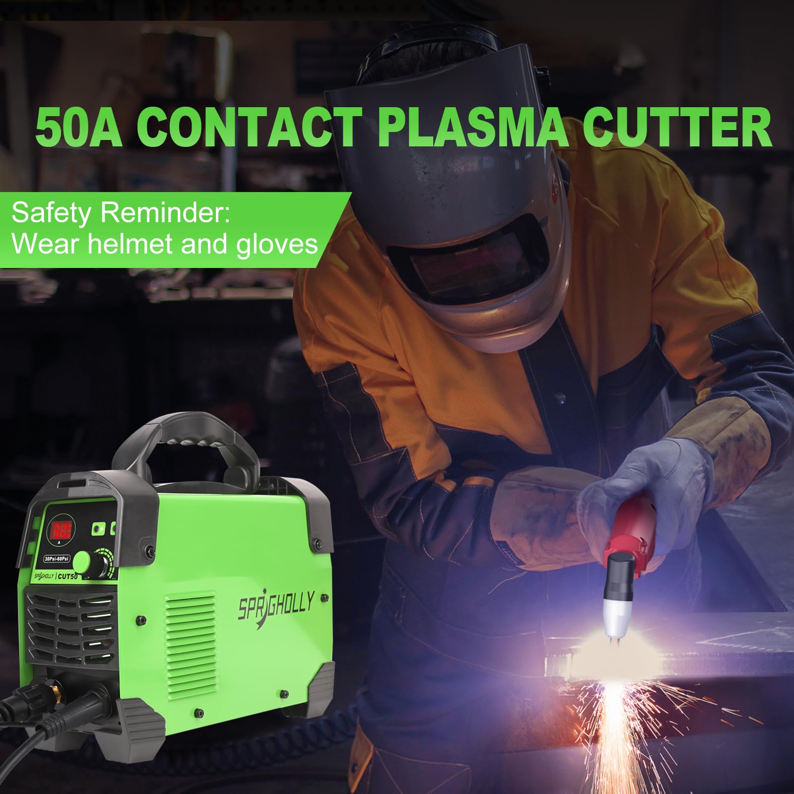 CUT50 Plasmacoupeur à contact 50A 240V IGBT onduleur 16 mm épaisseur de coupe max., 10 mm coupe propre – Puissant pour hobby et usage professionnel