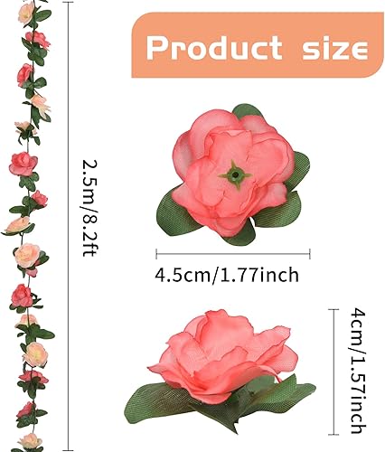 Miniatura 3 de TELDRASSIL Paquete de 10 flores de vid de rosas falsas, flores artificiales, flores colgantes, hiedra rosa, hogar, hotel, oficina, boda, fiesta,