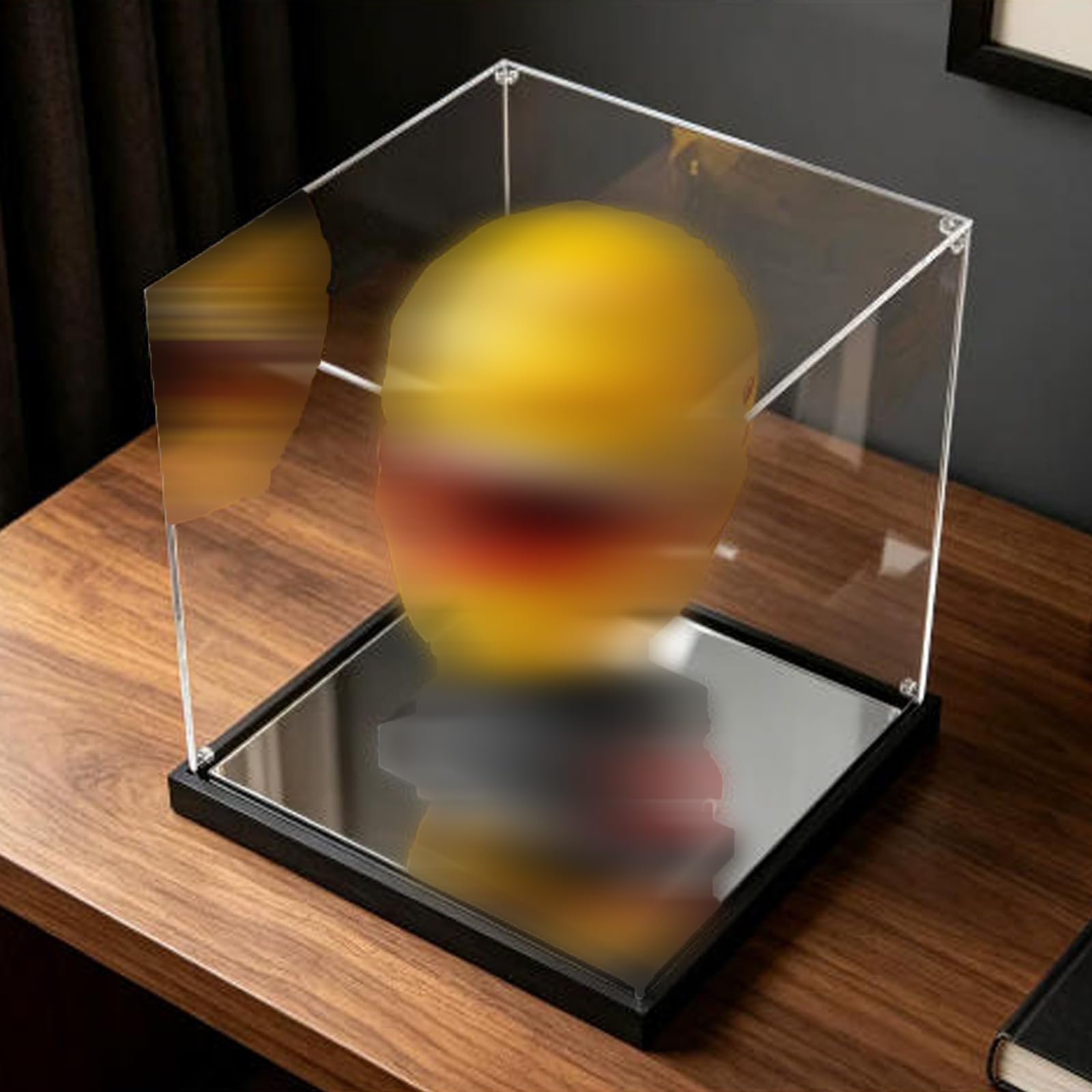 Acrylic Display Case Compatible with Lego 43022 Helmet Model, Dustproof Transparent Storage Box, Compatible with Lego 43022 (Model Not Included) (2mm-Mirror Base)
