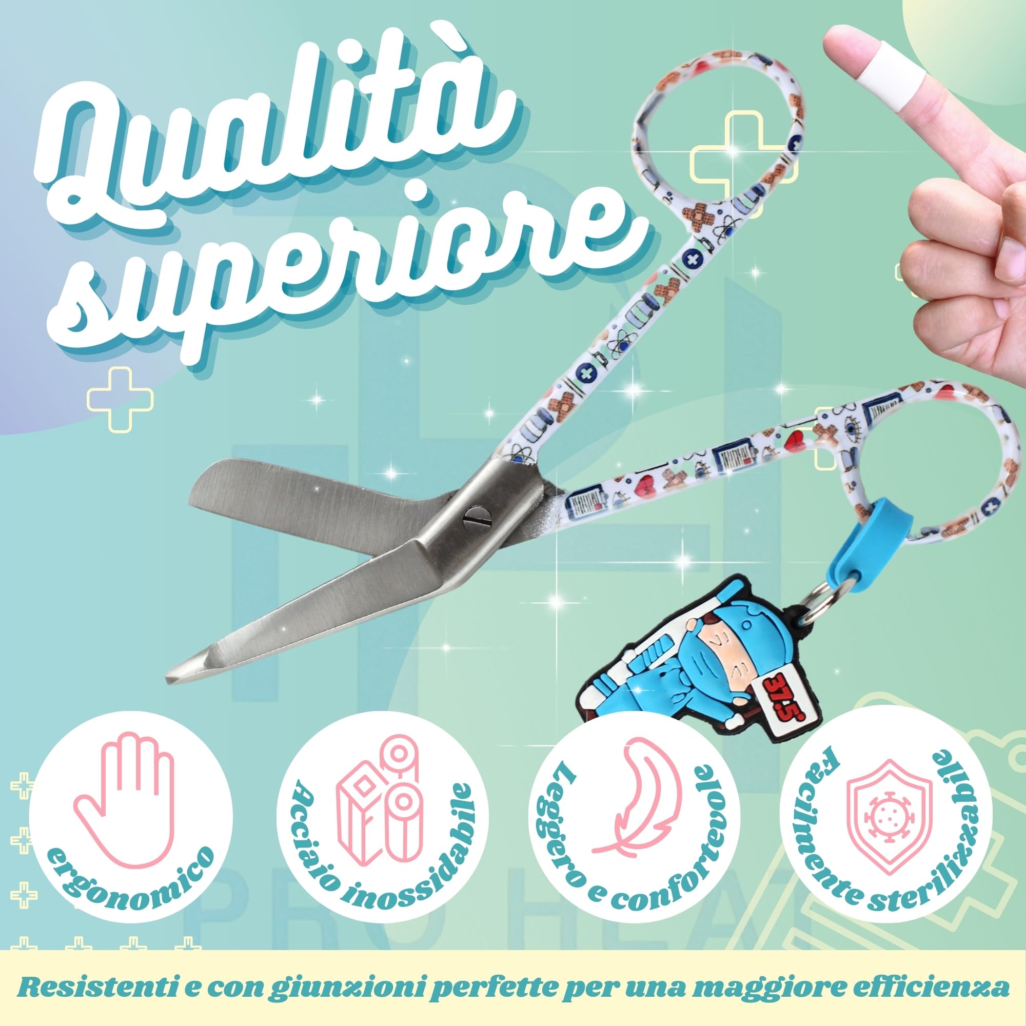 Ph Pro Heat Forbici Infermiere - Forbice Infermiere Professionale Curve per Bendaggio - Accessori Infermieristica.
