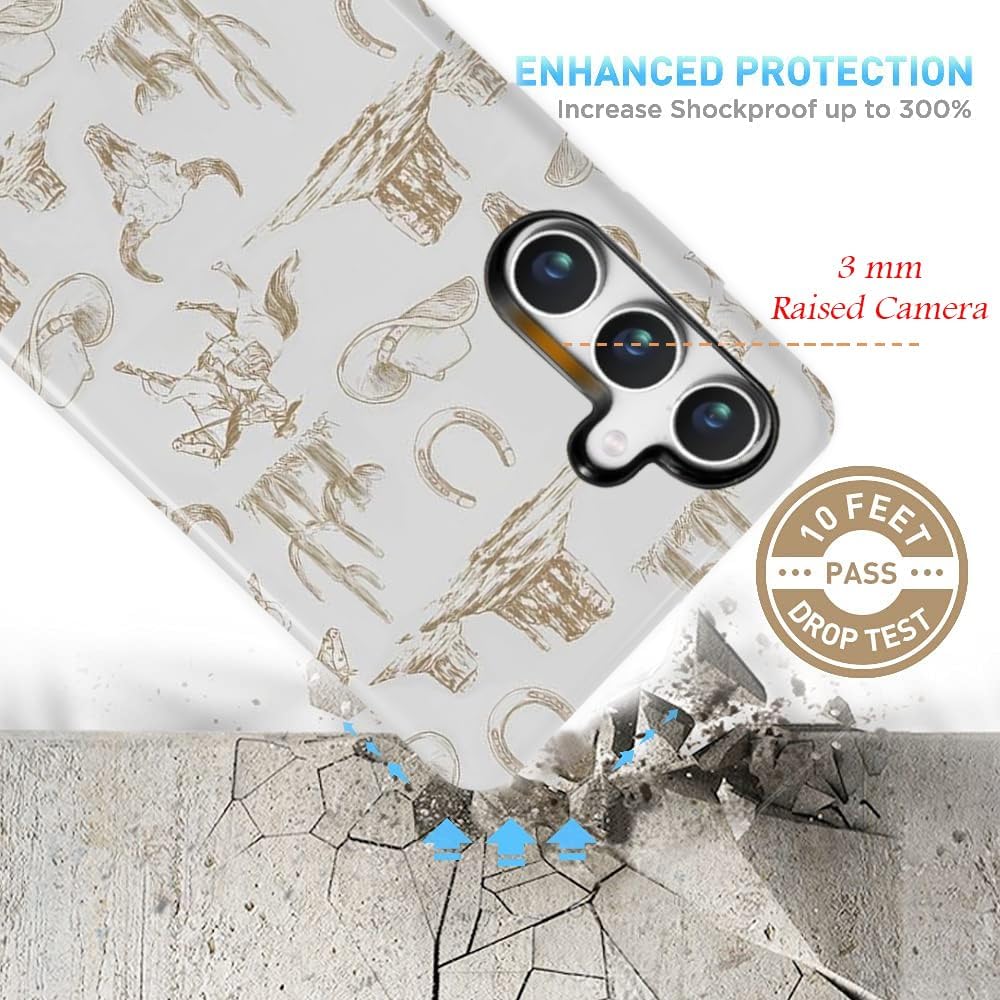 Compatible for Samsung Galaxy S25 Ultra 5G Case,Individualized and Distinctive Double Layer Protection Shockproof Phone Cover for Women Men Girl Boy,Brown Western Wild West Cowboy - Image 3