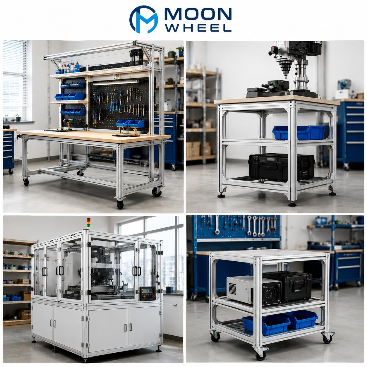 Moon Wheel Aluprofil 30x30mm Set Nut 8 Profil 2 Stück 1000 mm inkl. Zubehör, Eloxiertes Aluminium Konstruktionsprofil, DIY, 3D-Drucker, CNC
