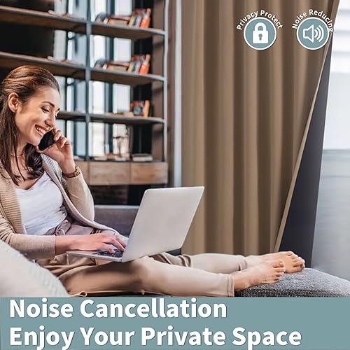 Miniatura 7 de BGment Cortinas opacas 100% con aislamiento térmico para oscurecer la habitación, 63 pulgadas de largo con forro, bolsillo para barra y pestaña