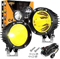 Auxbeam 4 Inch 72W Amber LED Fog Lights Pods - 7200LM Yellow Spot Beam Offroad Lights with Wiring Harness for Jeep Trucks ATV UTV SUV