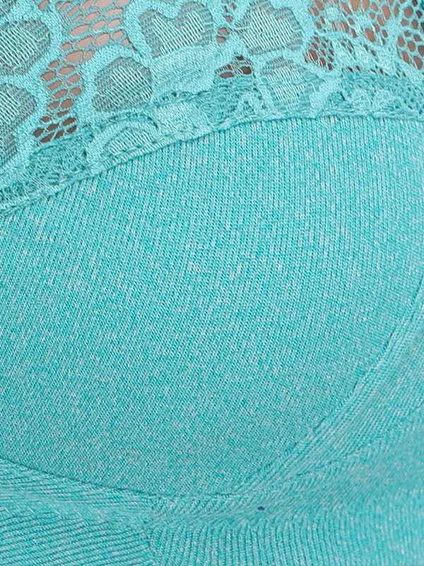 Image of Clovia Women's Cotton Spandex Solid Non-Padded Full Cup Wire Free T-Shirt Bra in Green