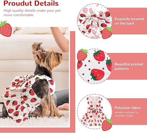 Miniatura 3 de UETZLTB Juego de vestido y correa para perro pequeño, lindo vestido de princesa con lazo, para cachorros y gatos, ropa de verano para mascotas, ropa