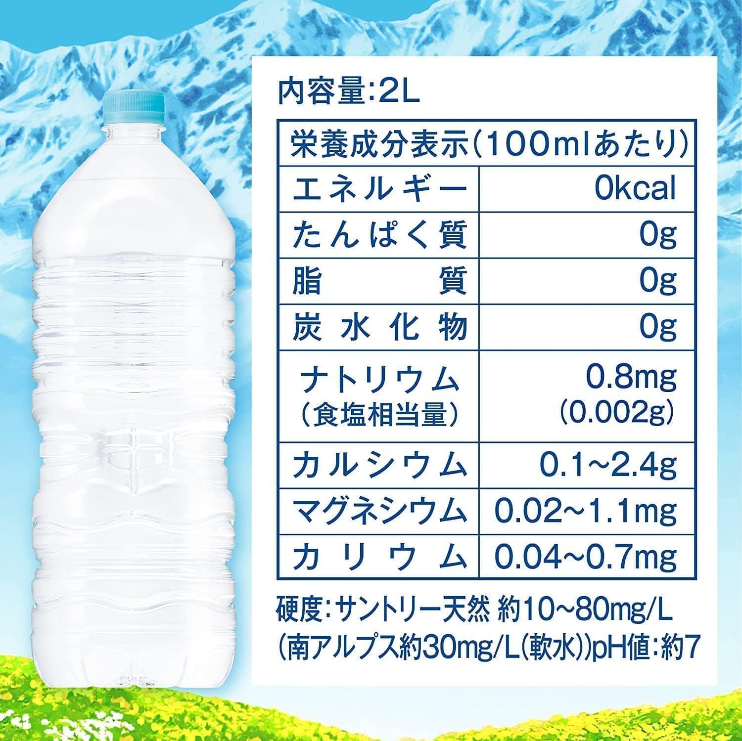 サントリー天然水 ラベルレス 段ボール無しでお届け(エコフィルム包装) 2L×9本 南アルプス【Amazon.co.jp限定】 まとめ売り実施中 - 2