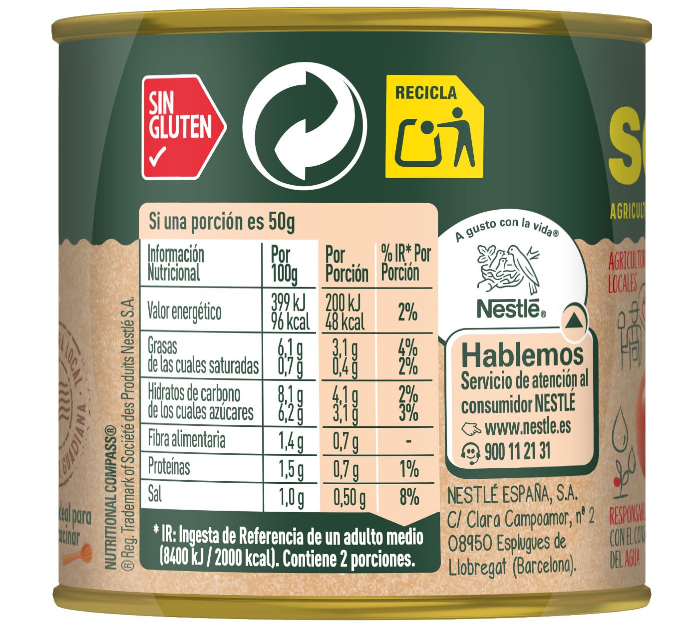 SOLÍS Tomate Frito Estilo Casero Tripack Lata - Sin Gluten - Pack de 3 x 100g