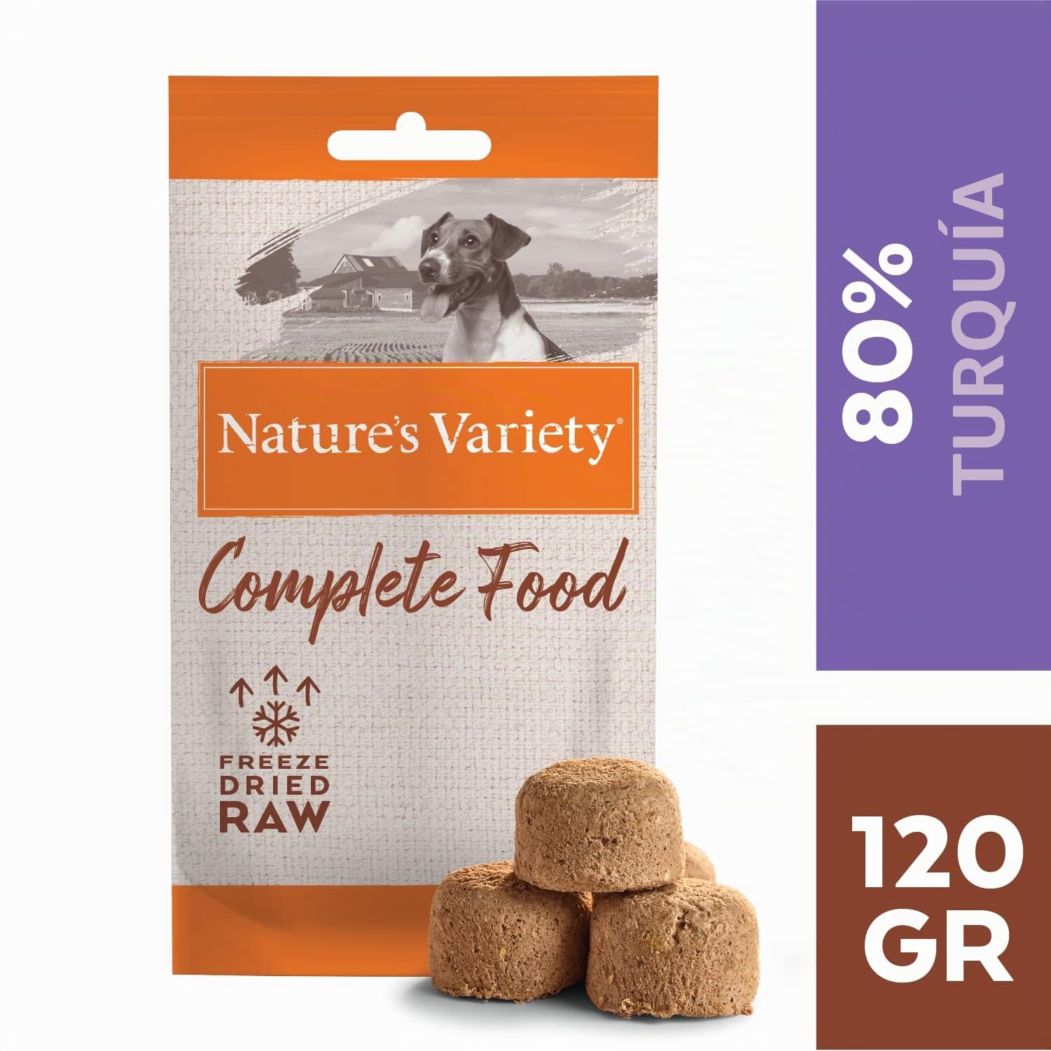 Nature's Variety - Freezed Dried - Comida liofilizada Completa para Perros Mini con Pavo - Caja de 7 x 120g - Total 840g