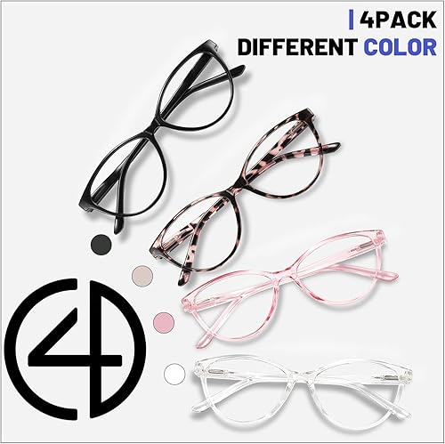 Miniatura 7 de Przene Paquete de 4 lentes de lectura con bloqueo de luz azul, lectores para mujeres y hombres con bisagra de resorte