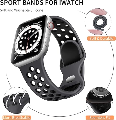 Miniatura 2 de Lerobo - Bandas deportivas compatibles con Apple Watch Band de 40 mm, 41 mm, 38 mm y 42 mm para Series 11, 10 para mujeres y hombres, suaves bandas