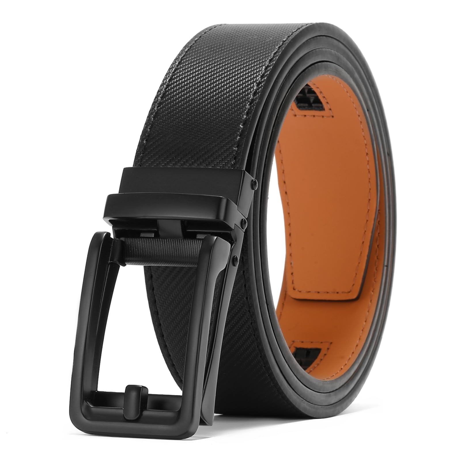 GAEKEAO Ratchet Belts for Men 1 3/8" Genuine Leather Mens Belts for Casual Dress with Adjustable Automatic Buckle