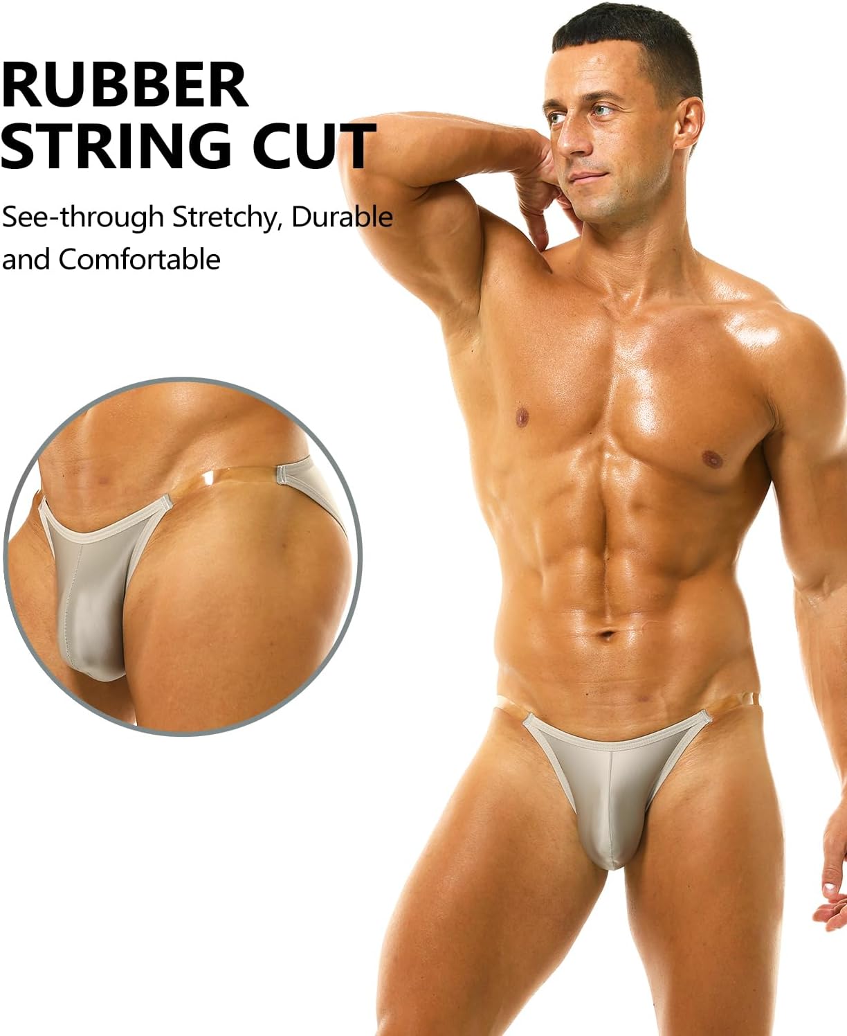 Men's Sexy Ice Silk Bikini Low Rise Soft See-through String Cut Briefs Bulge Pouch Underwear