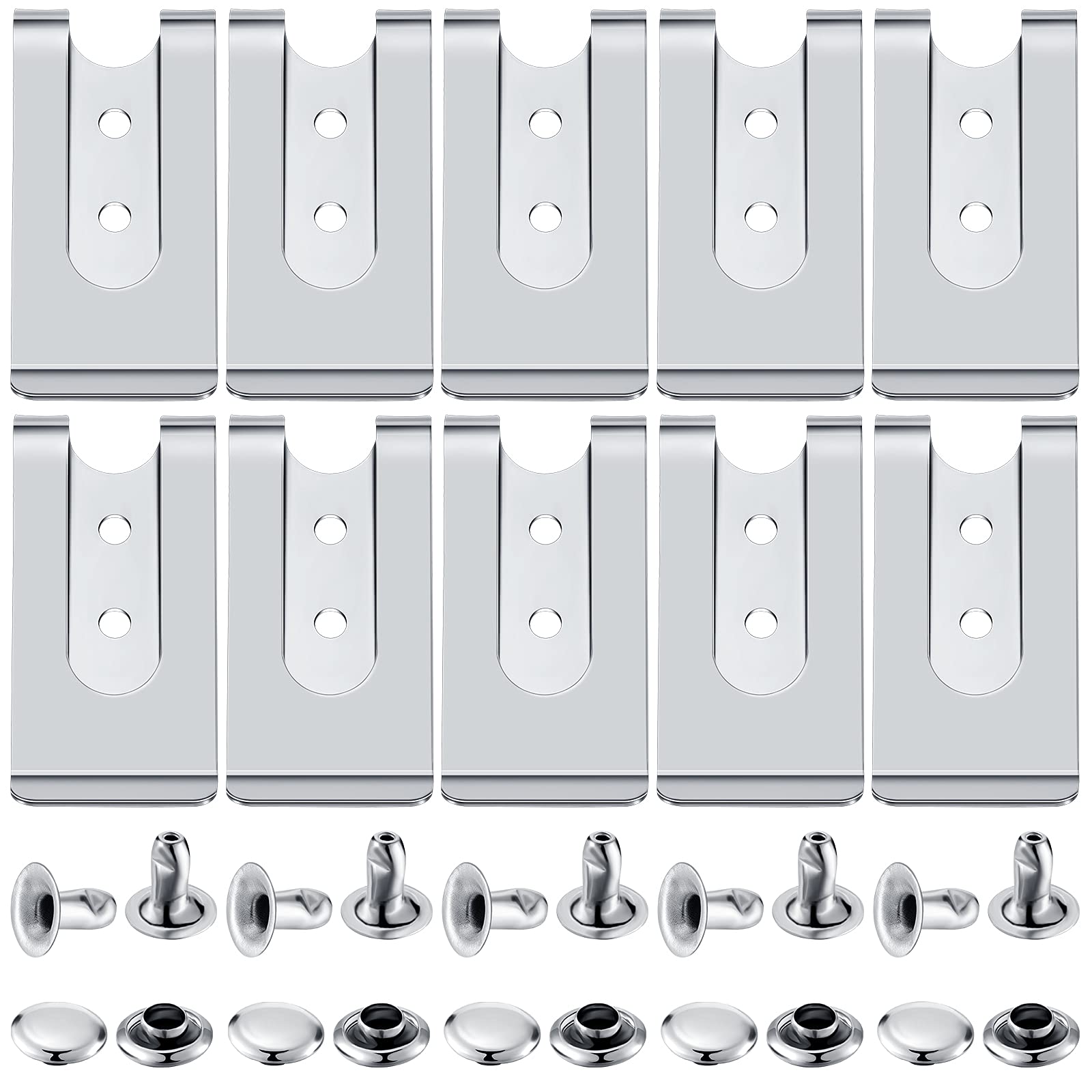 Frienda 10 Pcs Metal Belt Clip Buckle with 10 Rivets, Silver