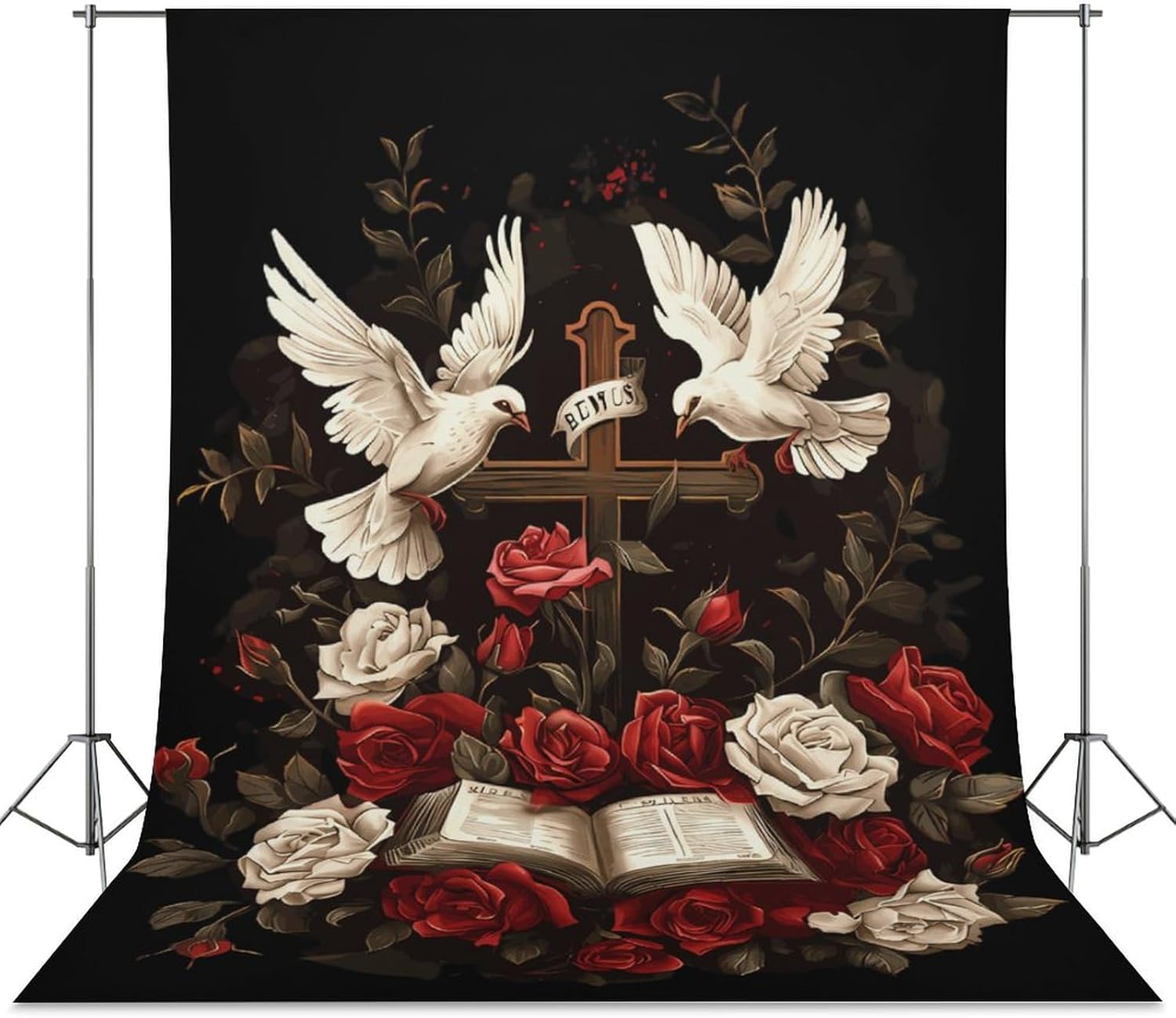 Cross Faith Rose Flower Dove Bird Photography Cloth