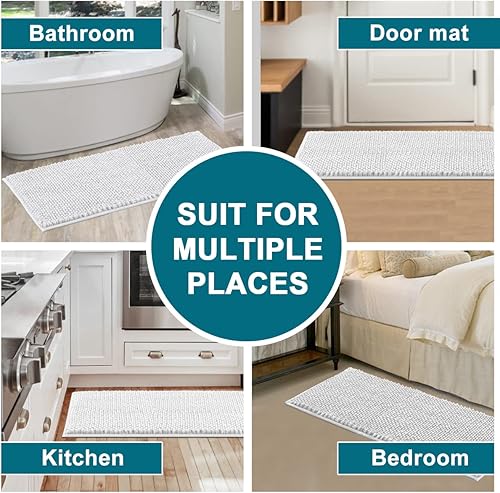 Miniatura 7 de Turquoize Alfombra de baño blanca extra grande, 59 x 20 pulgadas, lavable a máquina, perfecta para tapete de baño