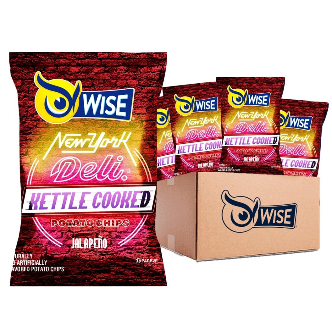 Wise Snacks NY Deli Potato Chips, Jalapeno, 0.75 Ounce (40 Count), Gluten Free