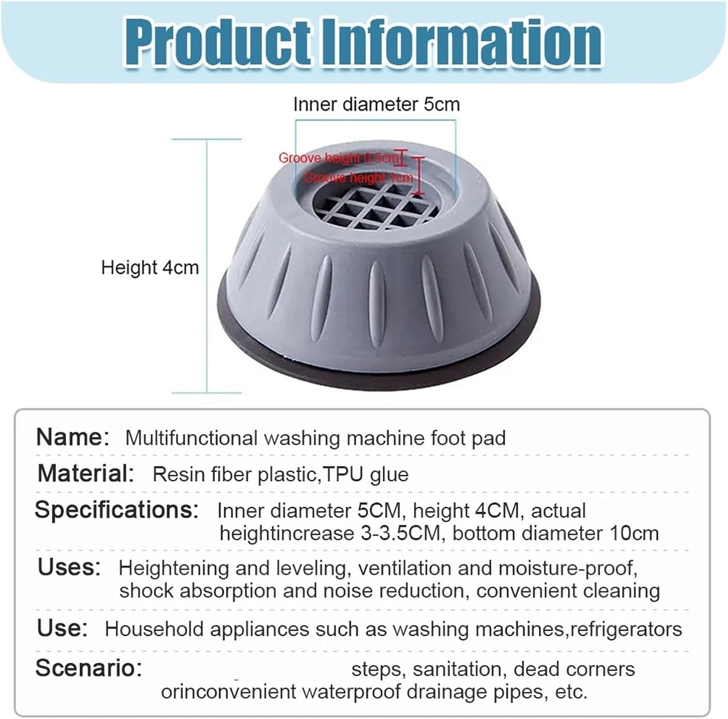 Anti Vibration Feet Pads Legs Slipstop Silent Skid Raiser Mat For Washing Machine Support Dampers Stand Accessories(2pcs)