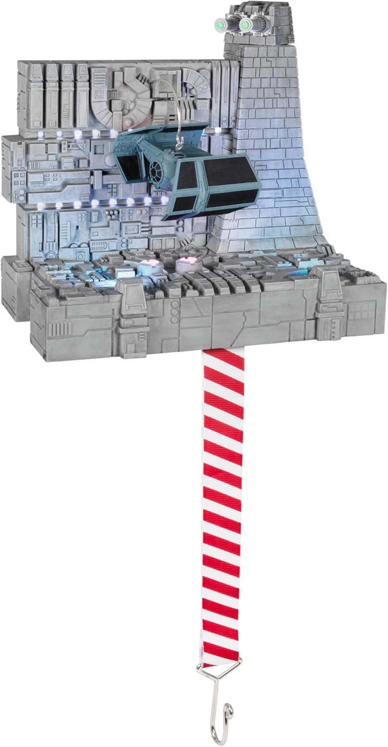 Hallmark Keepsake Christmas Ornament and Stocking Hanger, Star Wars: A New Hope Darth Vader's TIE Fighter with Light and Sound, Gifts for Star Wars Fans