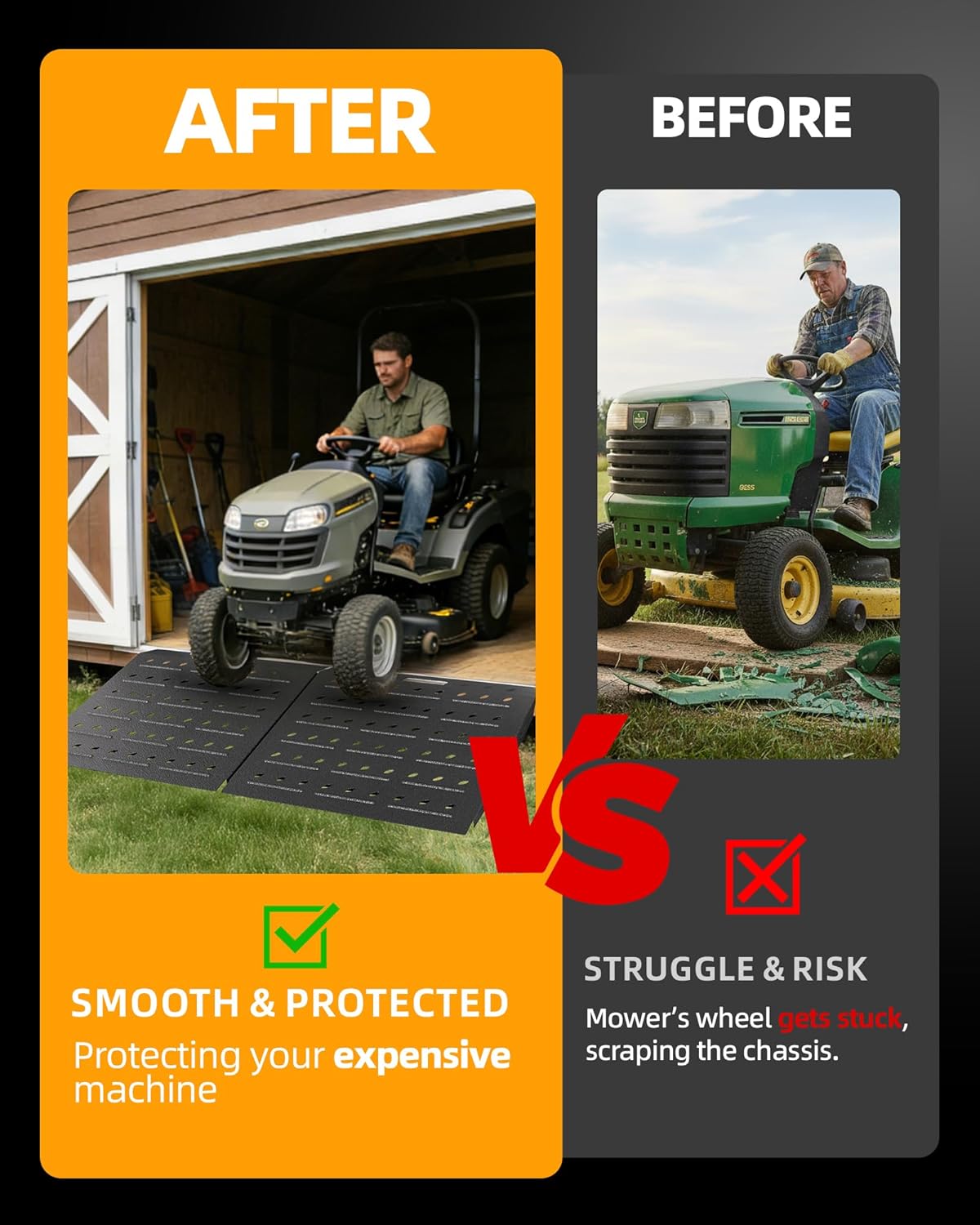 VNN 29" x 24" Shed Ramp - Velvet Black Loading Ramp for Riding Mower, 1 Pack Ramps for Shed，900 LB Capacity Alloy Loading Dock Ramp for Garages, Barns