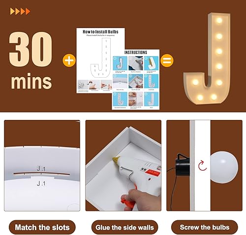 Miniatura 4 de Tongjoy Letras iluminadas de 4 pies, letras iluminadas de marquesina, letras gigantes grandes para decoraciones de compromiso, decoración de fiesta