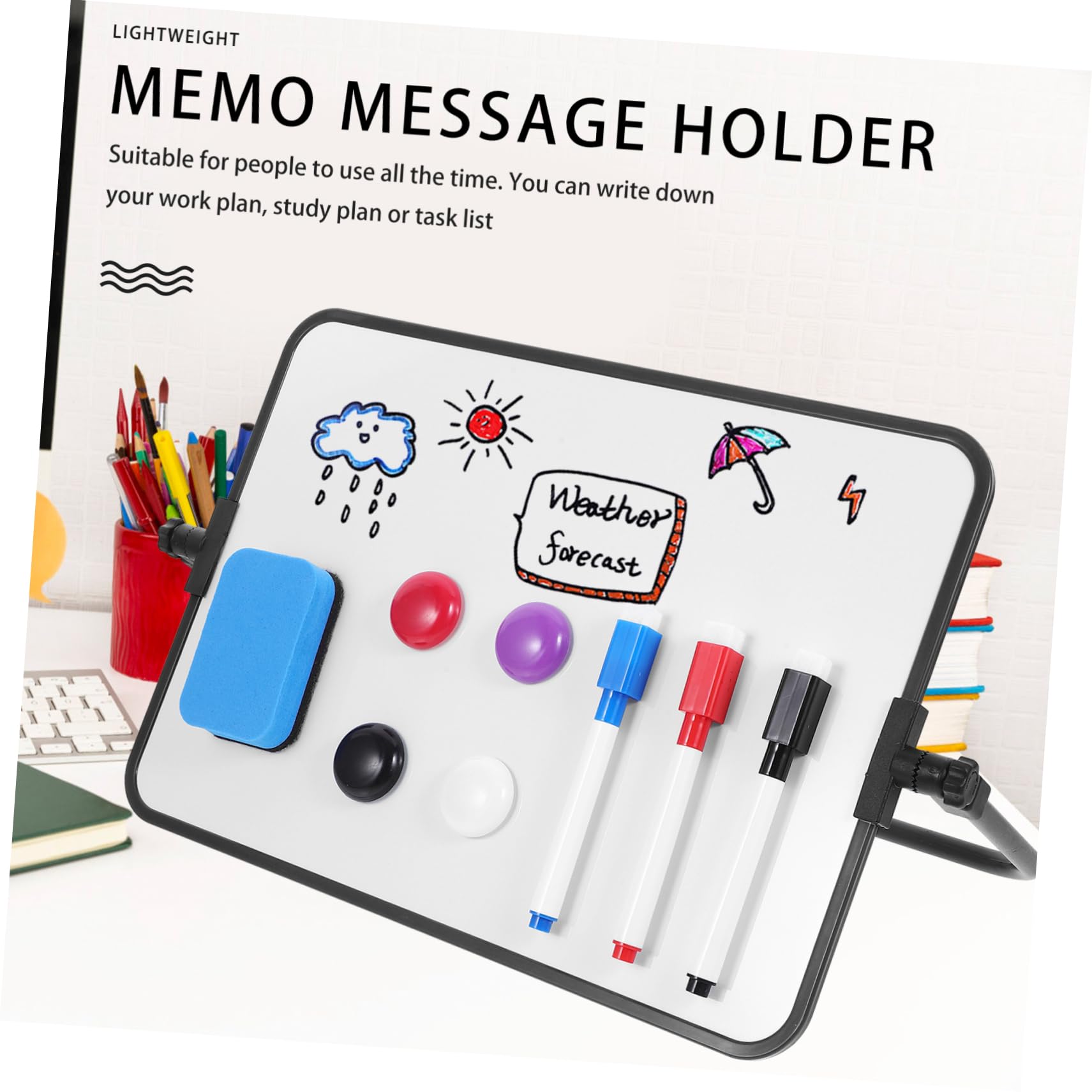 MAGICLULU Lavagna Bianca Cancellabile Secco Lavagna Supporto Per Appunti Da Tavolo Per Disegno e Scrittura Pratica Per Ufficio e Casa Leggera e Portatile