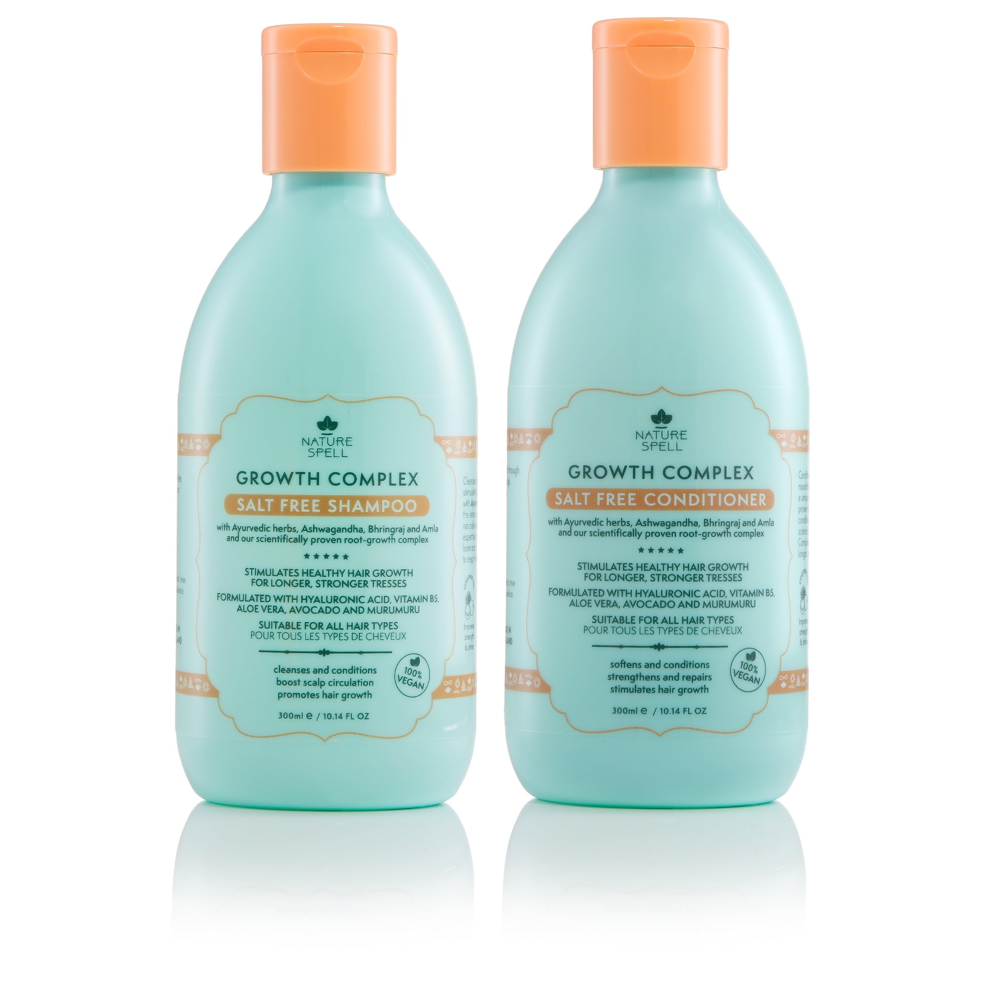 Set de champú y acondicionador para el crecimiento del cabello, 2 unidades de 10.14 onzas líquidas x 2 – Growth Complex sin sulfato – Mejora la fuerza, el brillo y el volumen
