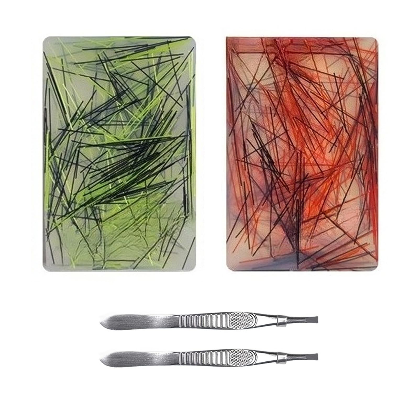 2Pcs Picky Pad Skin Picking Fidget Toys for Stress Relief Reusable Picky Pad Kit with 2 Stainless Steel Tweezers Realistic Texture Fidgets for Adults & Kids to Improve Focus and Calm