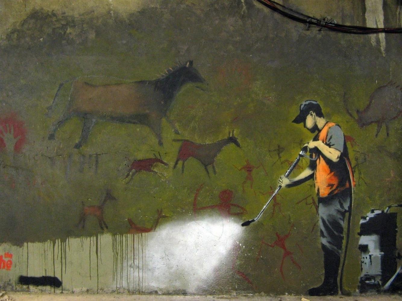 Amazon.com: JIONK caveman graffiti banksy Poster HD HOME WALL