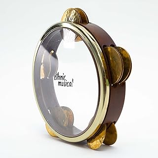 Professional Riq Riqq Clear Skin Hammered Brass Cymbals Internal Tuning DEL-303 Tambourine With case