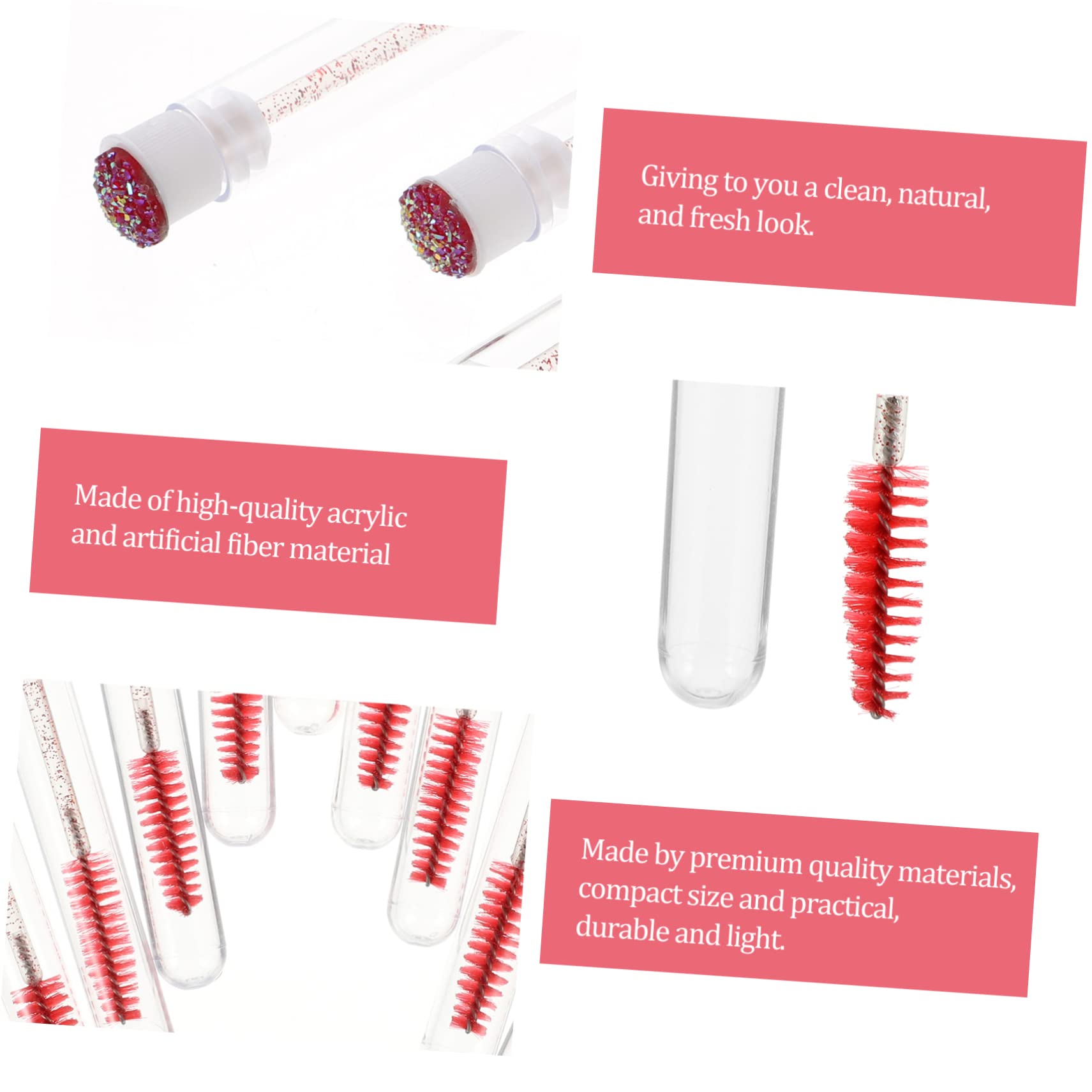 PACKOVE 10Pcs Eyelash Extensions Brush with Glitter Tube for Mascara Application and Eyebrow Grooming Easy to Hold Handle for Women for Makeup Enthusiasts