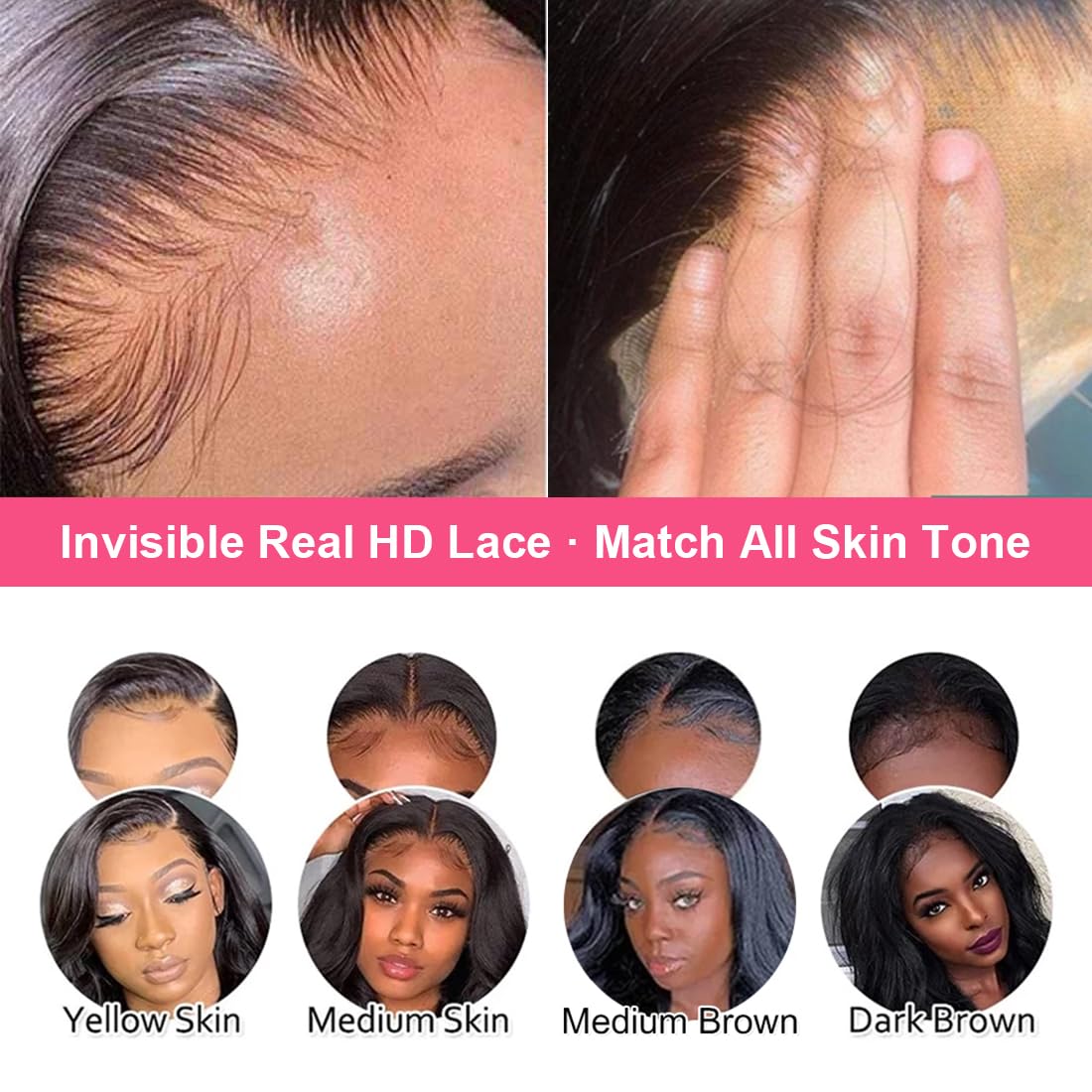 13X4 Loose Deep Body Wave Wear and Go Glueless Wigs Human Hair Pre Plucked Pre Bleached Knots HD Lace Front Wigs for Black Women 100% Virgin Hair Natural Black Color Body Wig 20inch