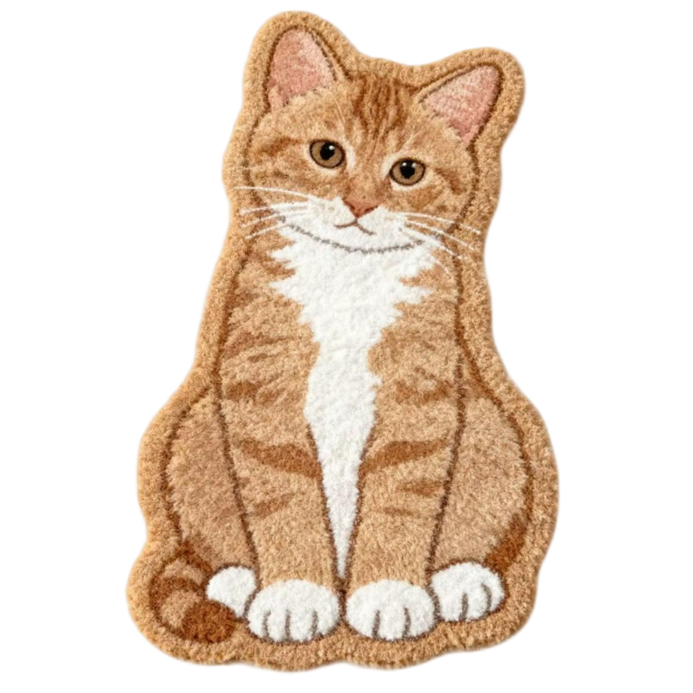 Tapis en forme de chat orange kawaii 50x80 cm antidérapant pour chambre