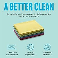 Vista 4 de E-Cloth Paño de limpieza de microfibra para pulido, paquete de 4 toallas de microfibra para pulir automóviles, ventanas y más