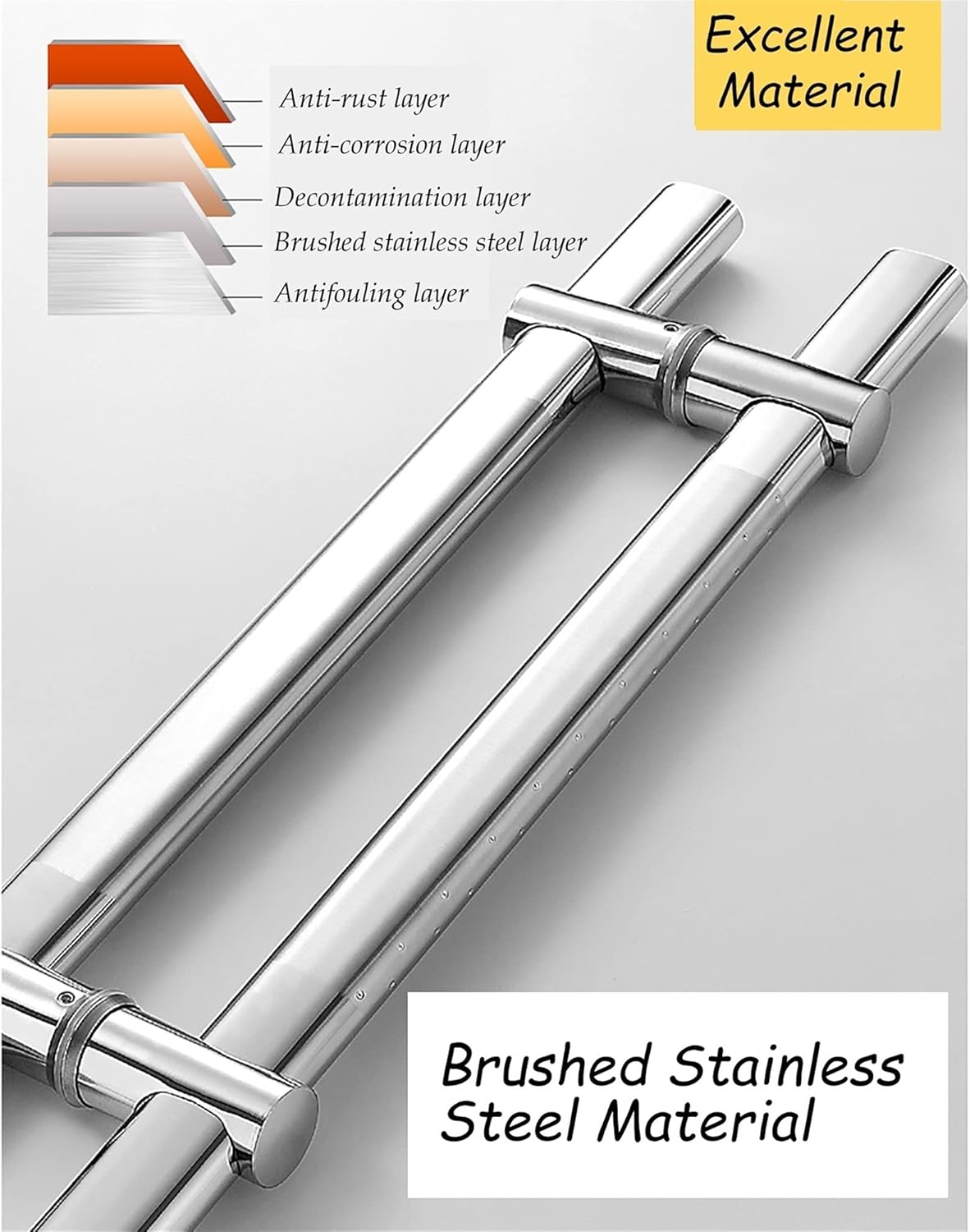 Stainless Steel Door Handles for Glass Door/Wooden Door Thickened Gate Pull Handle for Living Room/Corridor Strong and (80cm/31.5in)