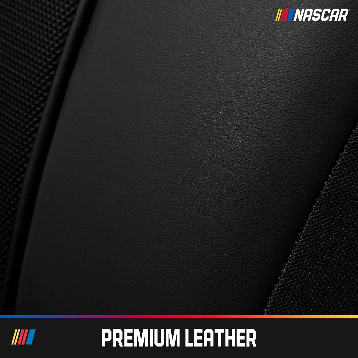 NASCAR Car Seat Covers, Black Leather and Mesh Seat Covers, Universal Fit Front Seat Covers for Cars with Airbag-Compatible Design, Durable Racing-Inspired Car Interior for Cars, Trucks & SUVs