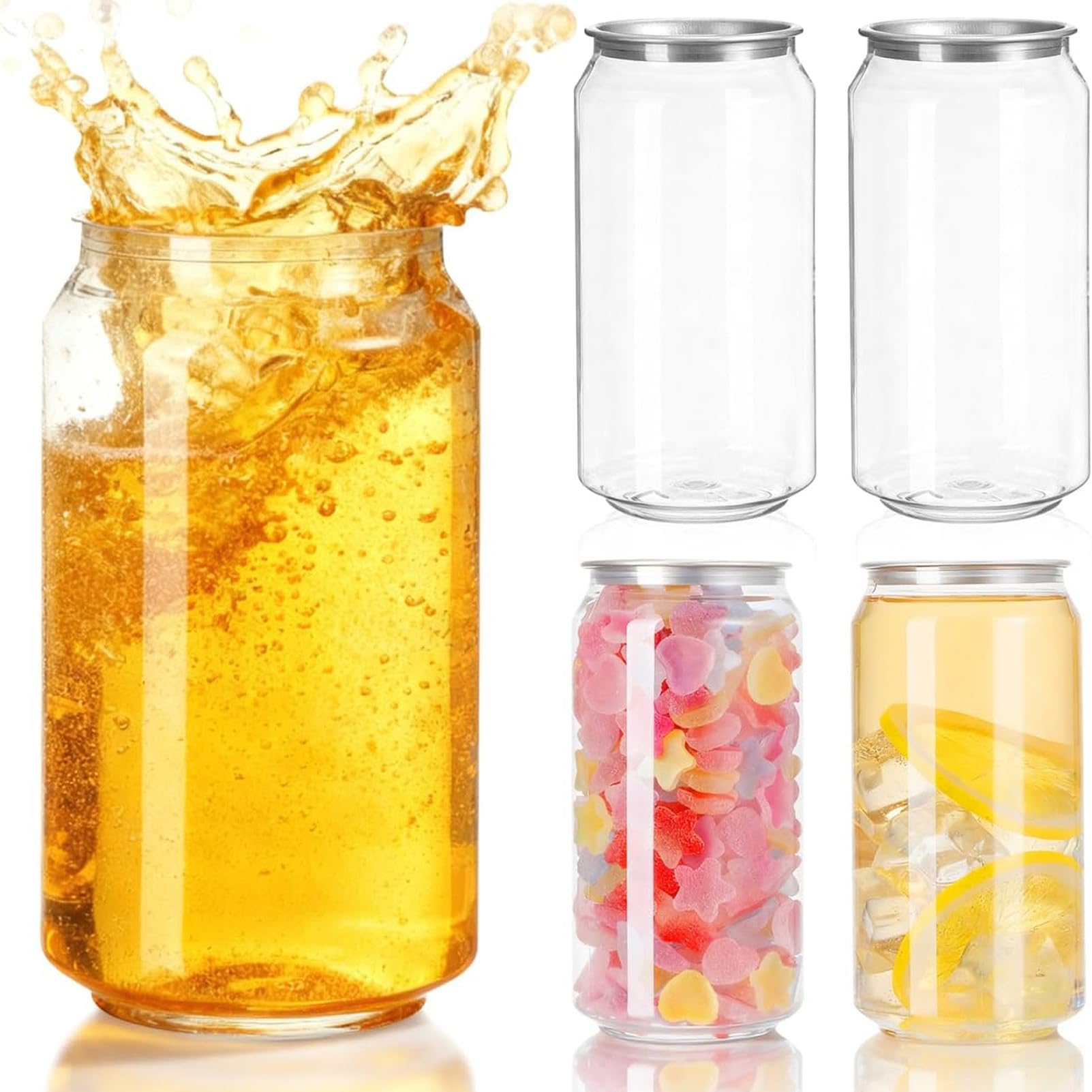 Pnpaea 200 Pack Leakproof Disposable Plastic Can Sealer Cups with Aluminum Lids,Beverage Bottles with Can Sealing Machine,for Boba, Smoothie, Compatible 330ml