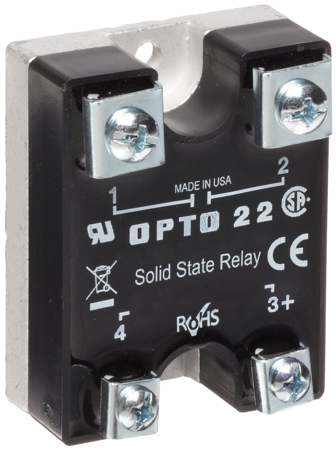 480D45-12 DC Control Solid State Relay, Transient Proof, 480 VAC, 45 Amp, 4000 V Optical Isolation, 1/2 Cycle Maximum Turn-On/Off Time, 25 - 65 Hz Operating Frequency