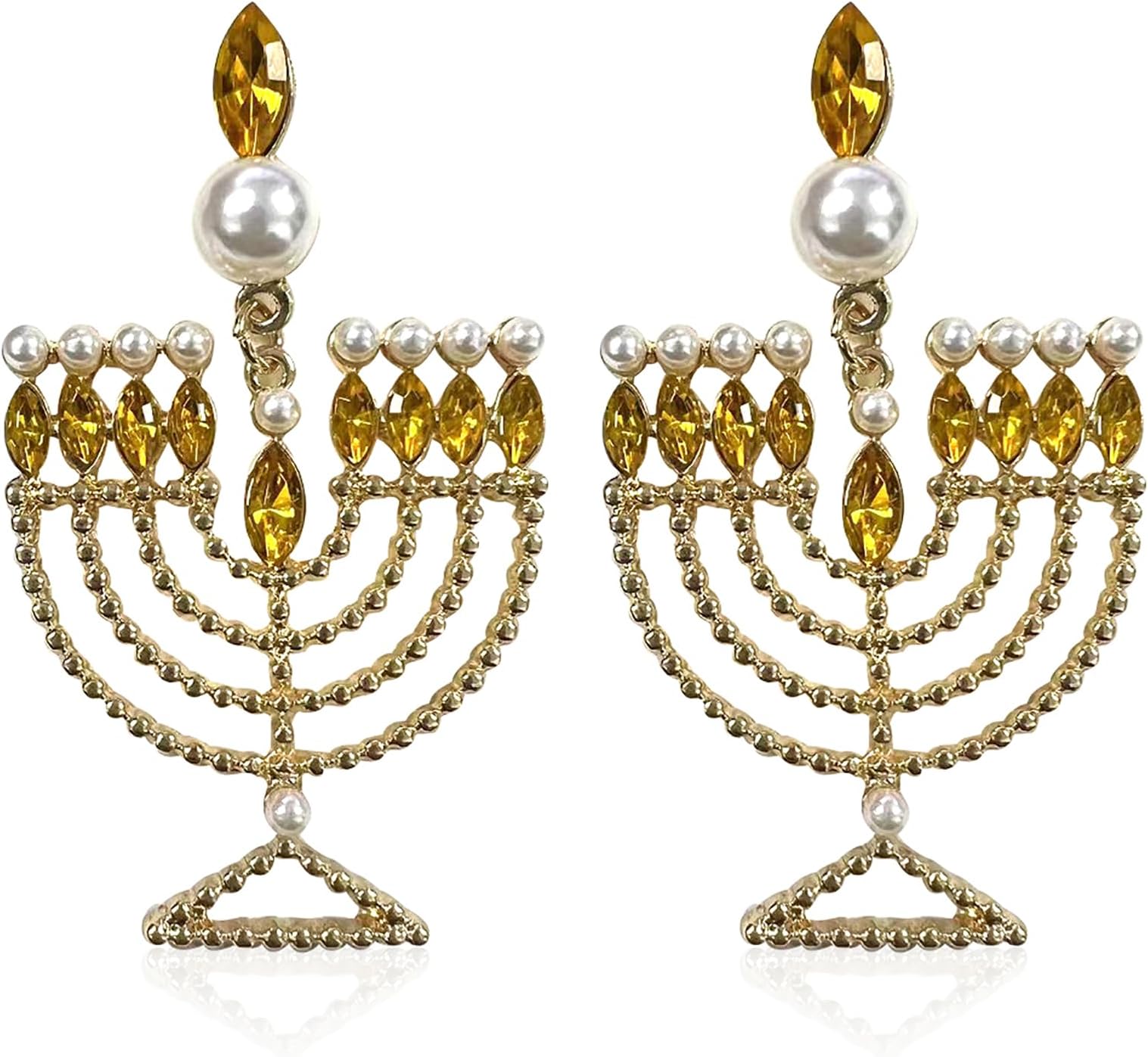 Hanukkah Earrings Menorah Beaded Dangle Earrings Chanukah Pendant Earrings Fashion Jewelry Gift Earrings for Women