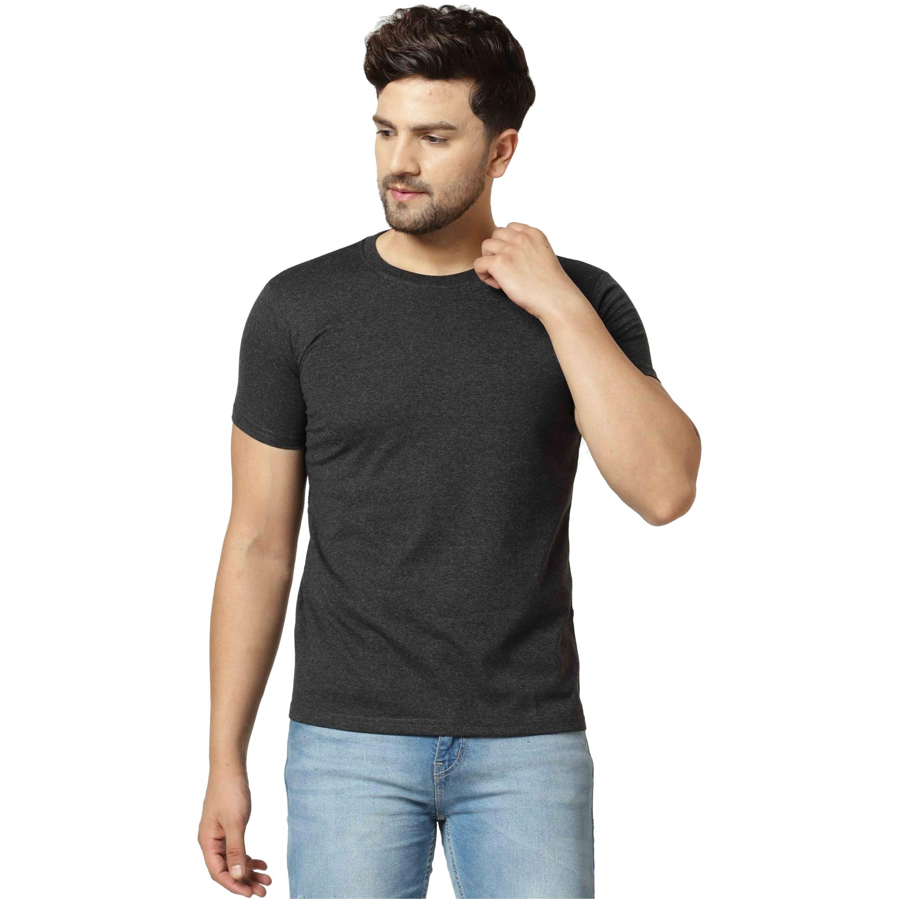 Mokito Men's Half Sleeve 100% Pure Cotton Casual Round Neck Solid Regular Fit Non-Shrinkable Multicolored T-Shirts