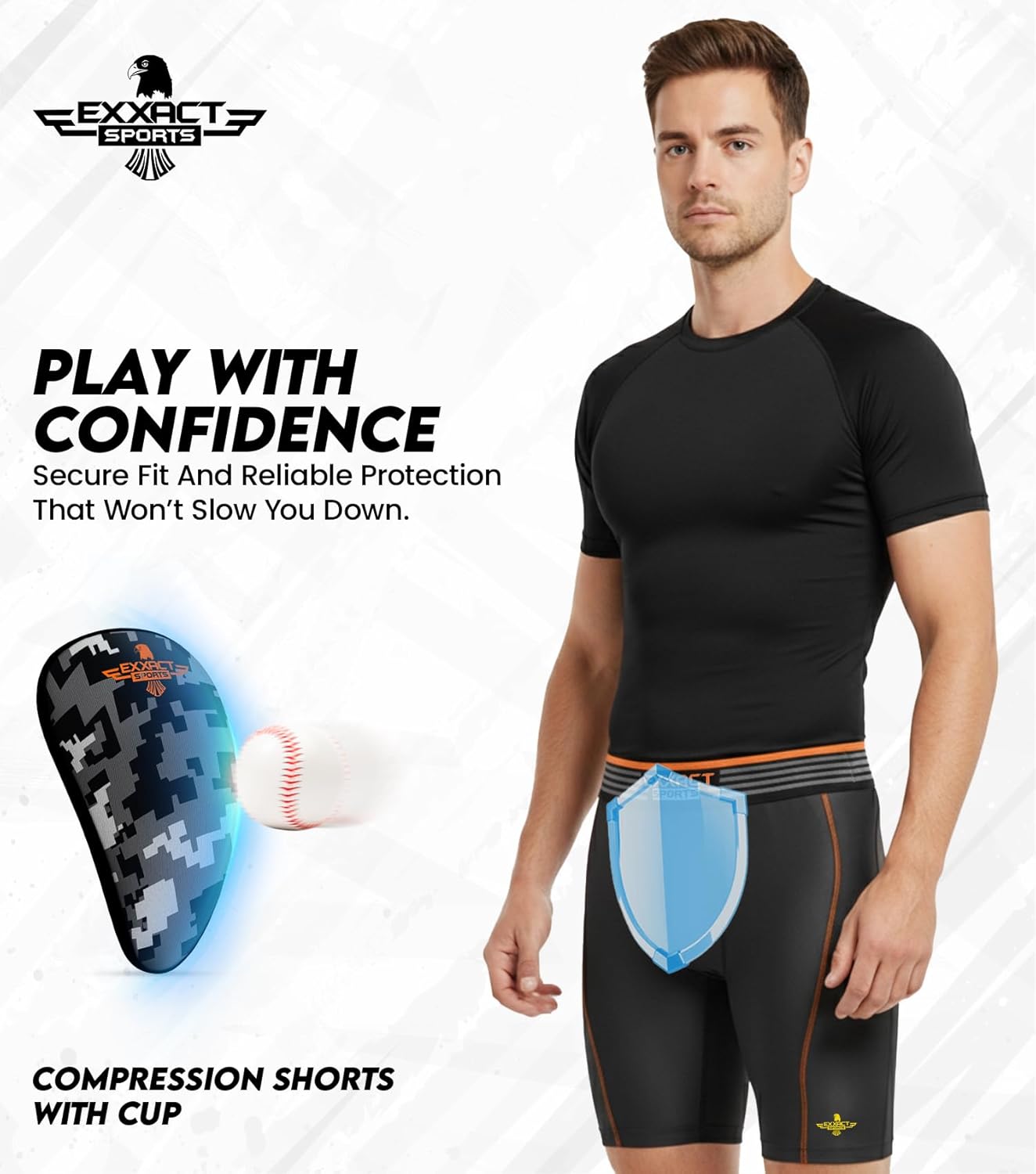 Exxact Sports Mens Compression Shorts with Soft Athletic Cup for Baseball Football Hockey, Mens Cup Underwear with Cup - Image 4